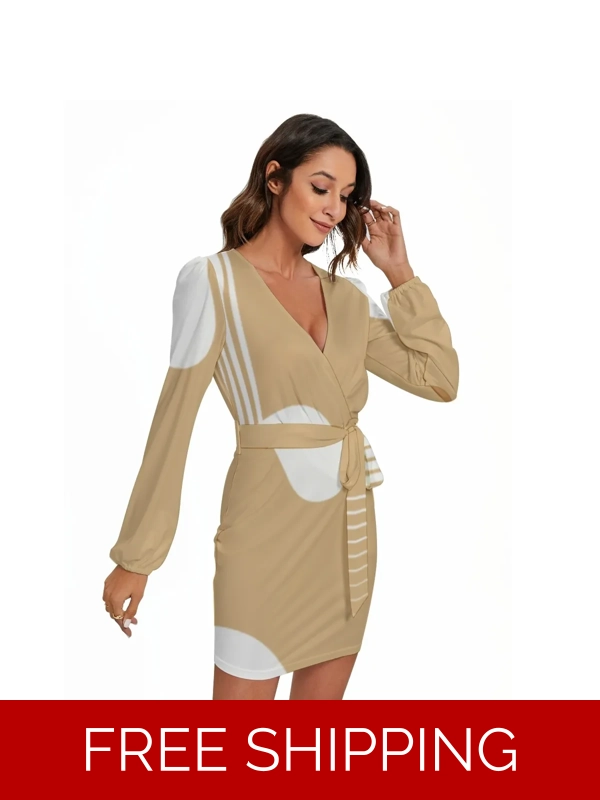 Motiff Long Sleeve Dress with Waist Belt